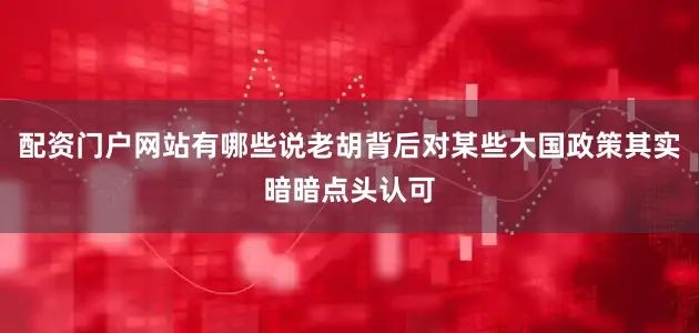 配资门户网站有哪些说老胡背后对某些大国政策其实暗暗点头认可